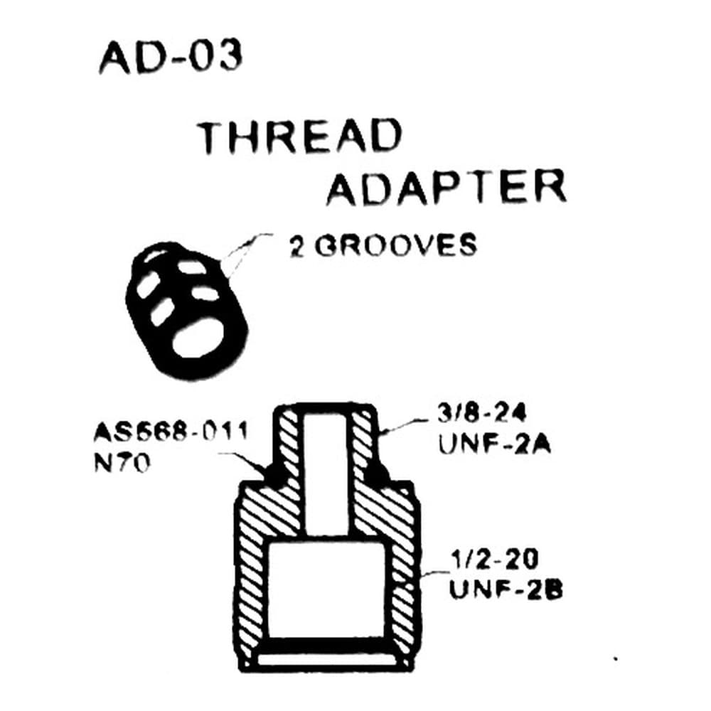 AD-03 3/8-24 UNF-2A 轉 1/2-20 UNF-2B