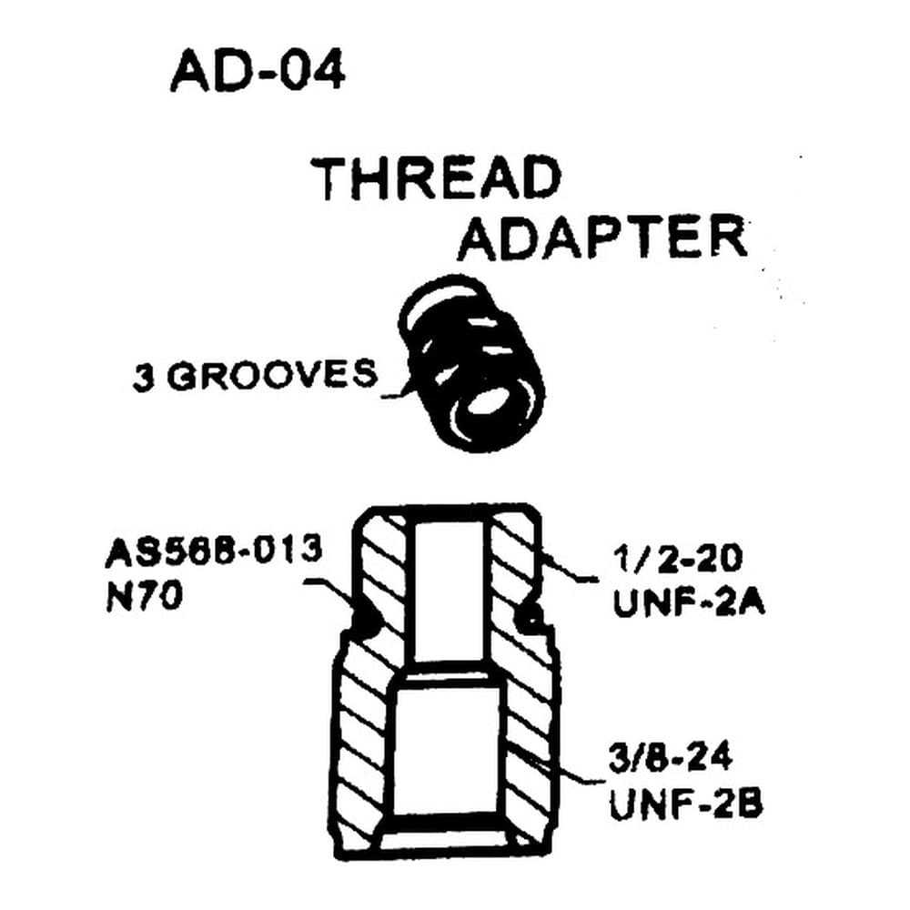 AD-04 1/2-20 UNF-2A 轉 3/8-24 UNF-2B