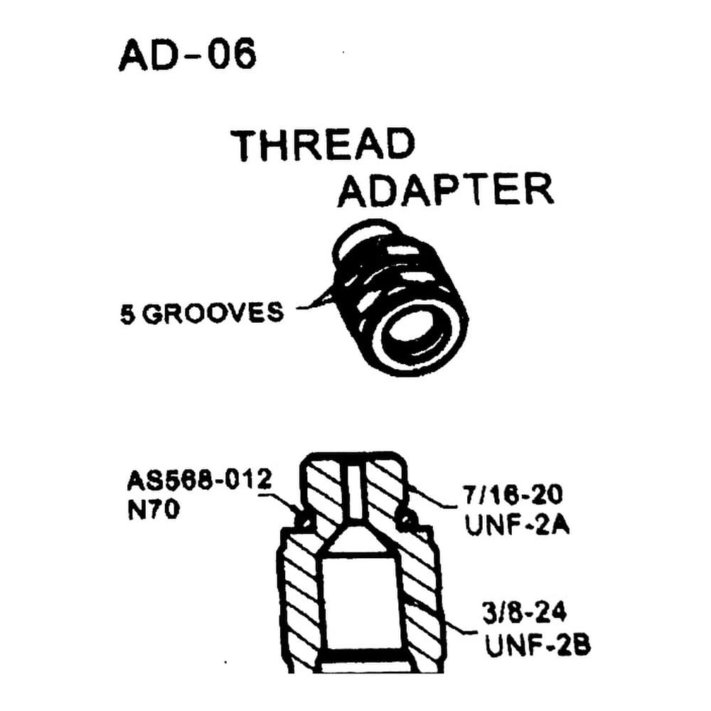 AD-06 7/16-20 UNF-2A 轉 3/8-24 UNF-2B