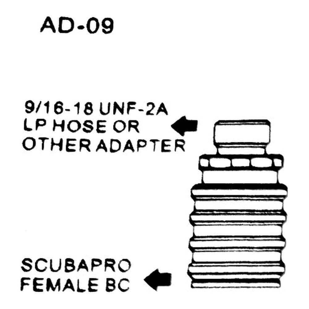 AD-09 9/16-18 UNF-2A（低壓管或其他轉接頭） 轉 SCUBAPRO 母頭快拆
