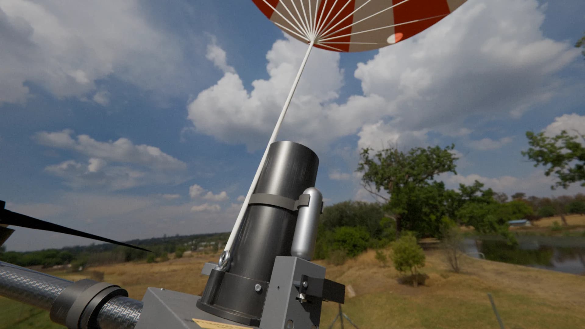 Drone parachute launcher: application scenario